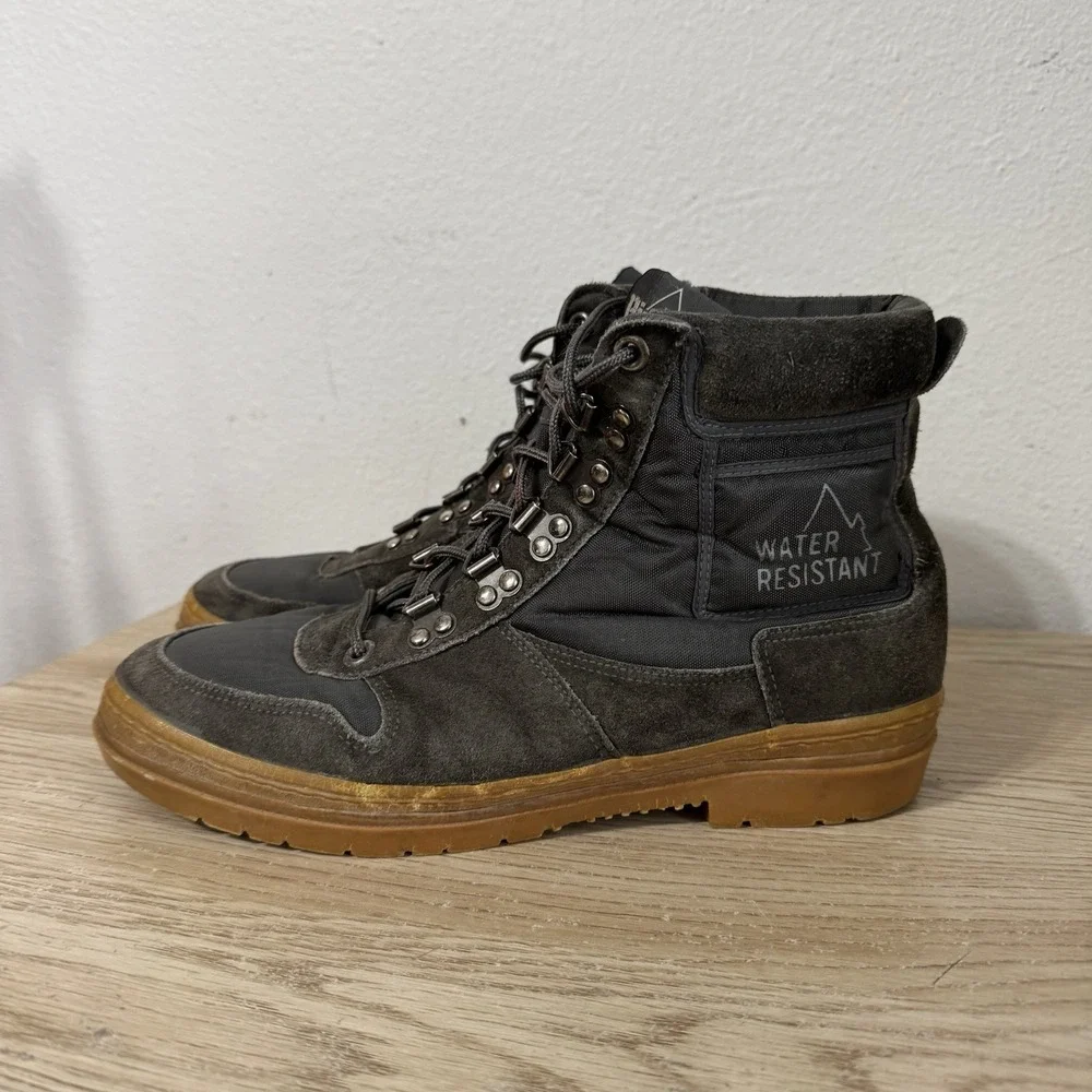 Pine Ridge‎ Gray Suede and Nylon High Top Gum Sole Sneakers Mens Size 10